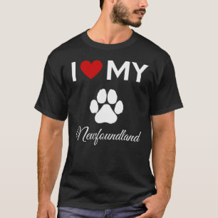 T-shirt J'aime mon chien de Terre-Neuve texte personnalisé