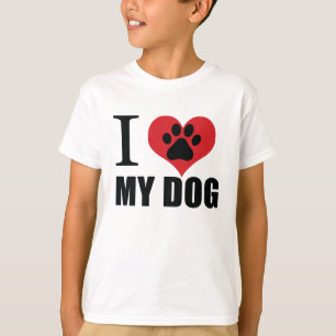 T-shirt J'aime mon chien jeter l'oreiller