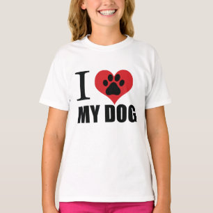 T-shirt J'aime mon chien jeter l'oreiller