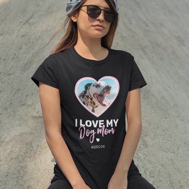 T-shirt J'aime mon chien maman Coeur Photo (Créateur téléchargé)