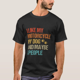 T-shirt J'Aime Mon Chien Moto Peut-Être 3 Personnes Vélo D