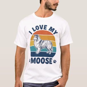 T-shirt J'aime mon chien orignal dessin de gravure rétro_1