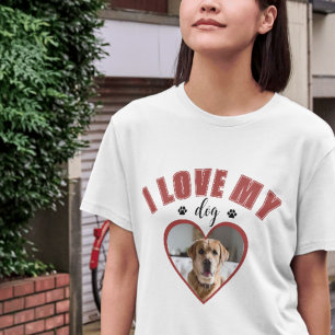 T-shirt J'aime mon chien rouge Amoureux des chiens personn