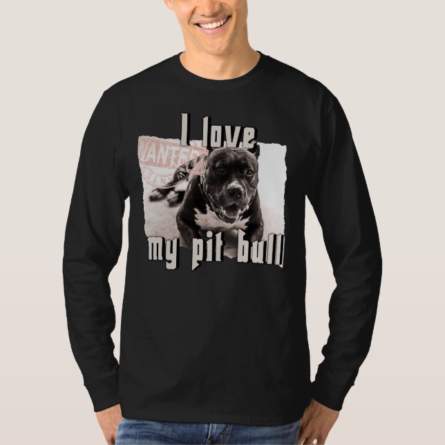 T-shirt J'Aime Mon Chien Taureau Pot (Devant)