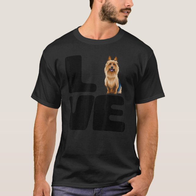 T-shirt J'aime mon chien Terrier australien (Devant)