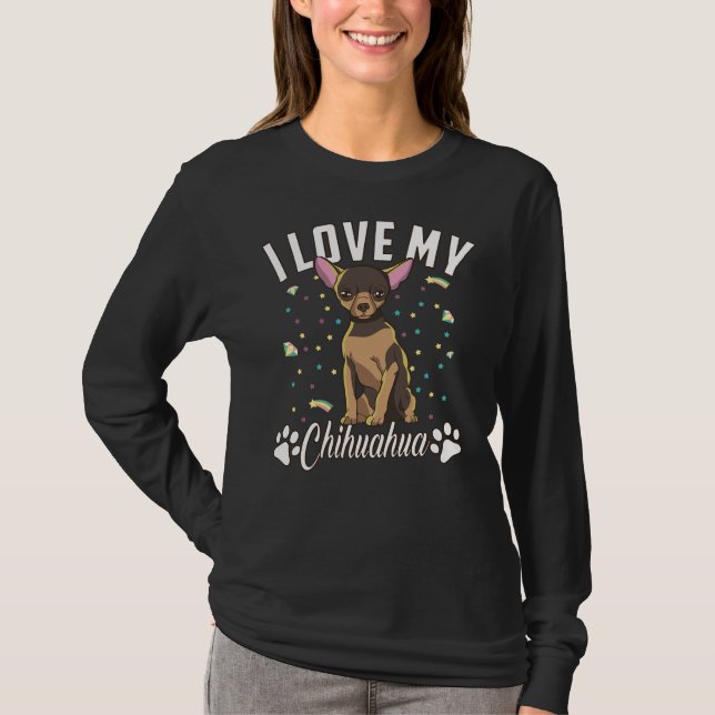 T-shirt J'Aime Mon Chihuahua Chien De race Chien Propriéta (Devant)
