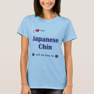 T-shirt J'aime mon Chin japonais (le chien femelle)