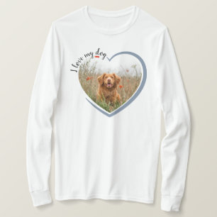 T-shirt J'Aime Mon Coeur De Chien Photo Longtemps Levée