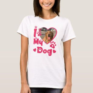 T-shirt J'aime mon coeur de chien Photo personnalisée