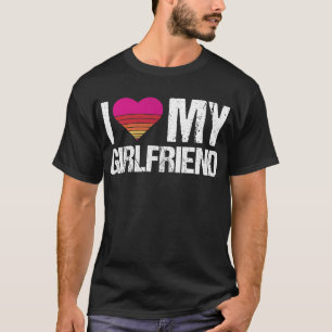 T-shirt J'aime mon coeur de petite amie ma petite amie vin