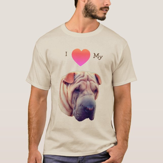 T-shirt J'Aime Mon Coeur Mon Chien Pei Shar (Devant)