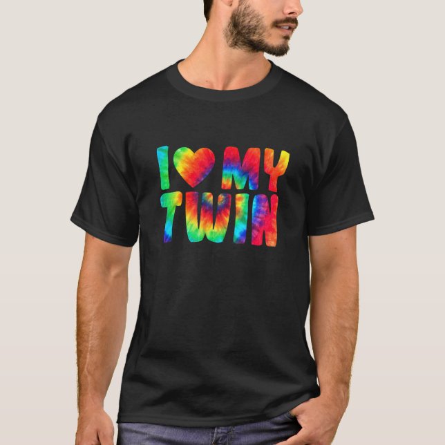 T-shirt J'Aime Mon Coeur Twin Drôle Distressed Cravate Rét (Devant)