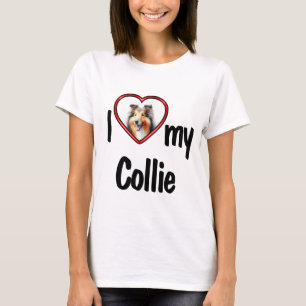 T-shirt J'aime mon Colley Cadre Photo Cœur Rouge Mignon