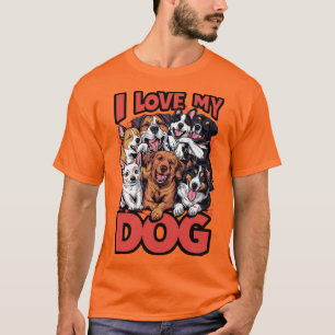 T-shirt J'aime mon concept de chien conception graphique