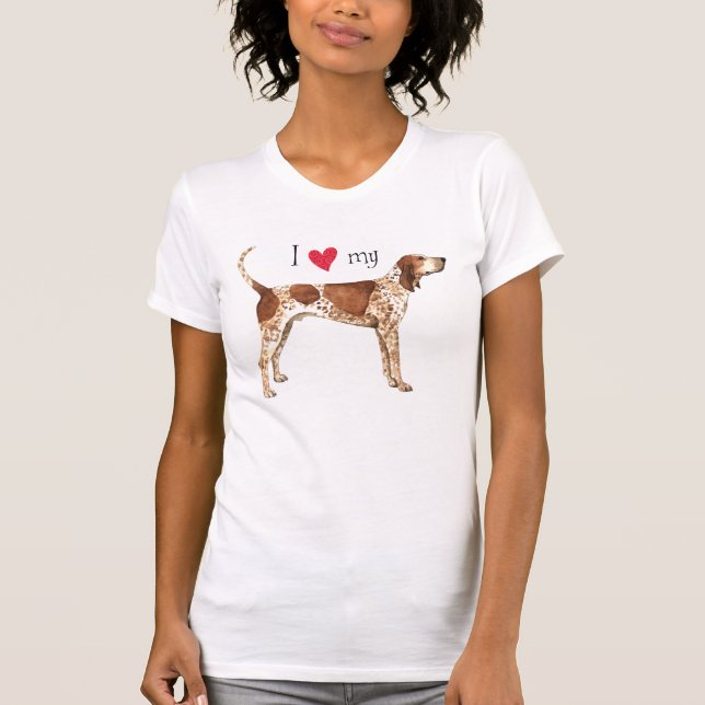 T-shirt J'aime mon Coonhound de l'anglais américain (Devant)