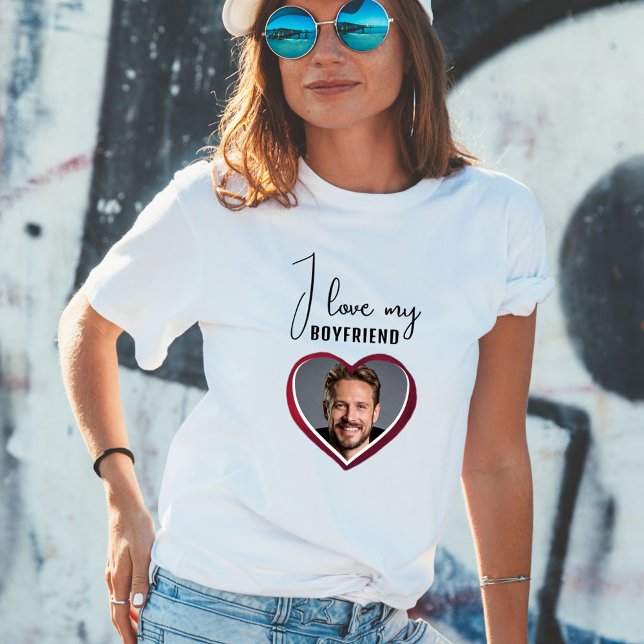 T-shirt J'aime mon copain Coeur Photo Femmes (Créateur téléchargé)