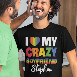 T-shirt J'aime mon copain fou rainbow pride nom lgbtq