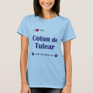T-shirt J'aime mon coton de Tulear (le chien femelle)