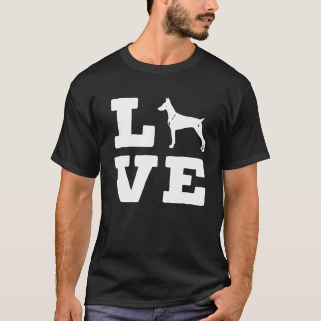 T-shirt J'Aime Mon Doberman mignon chien animal (Devant)