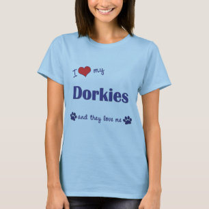 T-shirt J'aime mon Dorkies (les chiens multiples)