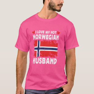T-shirt J'Aime Mon Époux Norvégien Chaud Épouses Norvège F