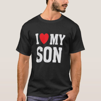 T-shirt J'Aime Mon Fils Fier Parent Maman Maman Papa