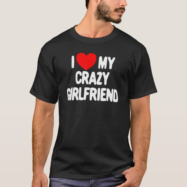 T-shirt J'Aime Mon Fou Fille Amour Coeur Mon Fou Gir (Devant)
