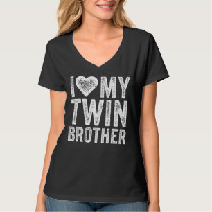 T-shirt J'Aime Mon Frère Twin Coeur Distressed Rétro