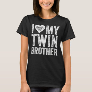 T-shirt J'Aime Mon Frère Twin Coeur Distressed Rétro
