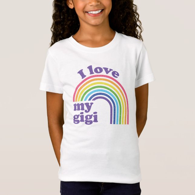 T-Shirt J'Aime Mon Gigi - Joli Arc En Ciel (Devant)
