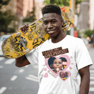 T-shirt J'aime mon Girfriend rose brun texte photo y2k