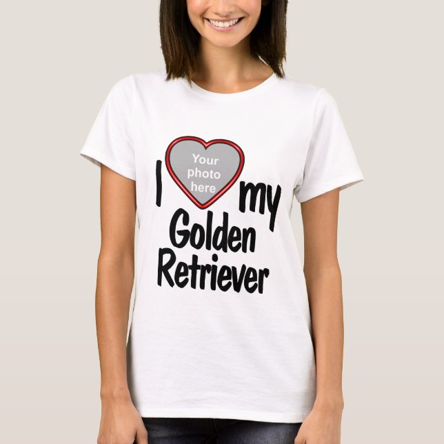 T-shirt J'Aime Mon Golden Retriever mignon Cadre photo Coe (Devant)