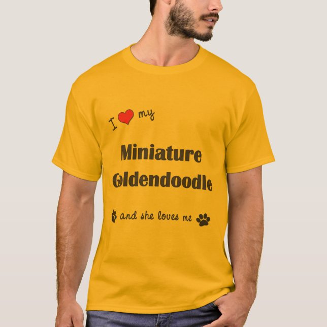 T-shirt J'aime mon Goldendoodle miniature (le chien (Devant)