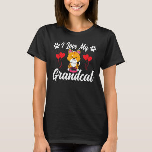 T-shirt J'Aime Mon Grand-Chat Grand-Père Grand-Mère Grand-