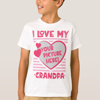 T-shirt J'Aime Mon Grand-Père Personnalisé Grand-Père Phot
