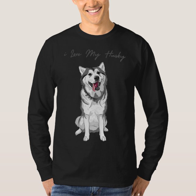 T-shirt J'Aime Mon Husky Cute Husky Chig (Devant)