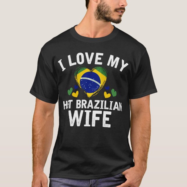 T-shirt J'aime mon idée brésilienne chaude de cadeau de (Devant)