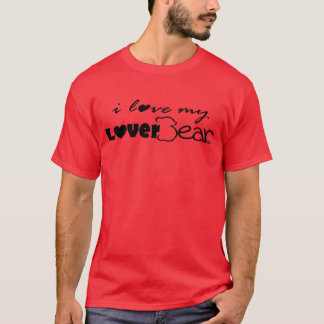 T-shirt j'aime mon LoverBear--noir sur le rouge