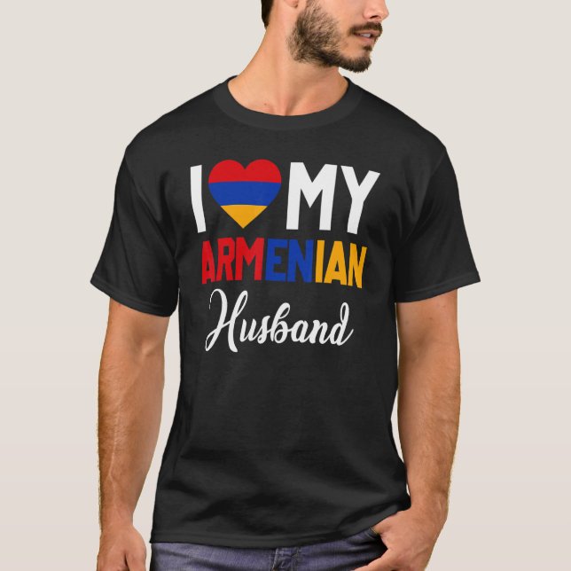 T-shirt J'Aime Mon Mari Arménien Arménie Drapeau Marié Co (Devant)