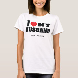 T-shirt J'aime mon mari texte avec symbole de cœur rouge
