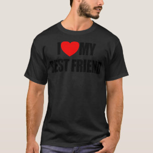 T-shirt J'Aime Mon Meilleur Ami Coeur Amis J'Aime Mon Meil