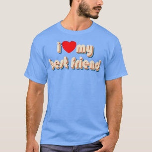 T-shirt J'Aime Mon Meilleur Ami Red Heart Retro J'Aime Mon
