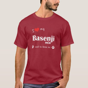 T-shirt J'aime mon mélange de Basenji (le chien masculin)