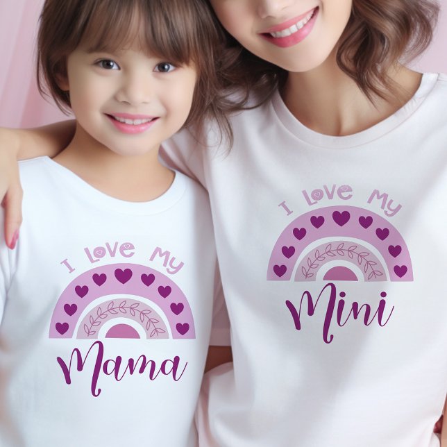 T-shirt J'aime mon Mini Boho Rainbow Matching Mama Mini (Mommy and Me tees with sweet rainbow design .. mom and kid shirts sold separately)