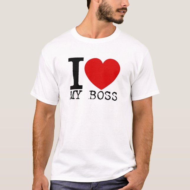 T-shirt J'aime mon patron (le noir) (Devant)