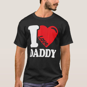 T-shirt J'aime mon père mignon Rétro J'aime mon père rouge