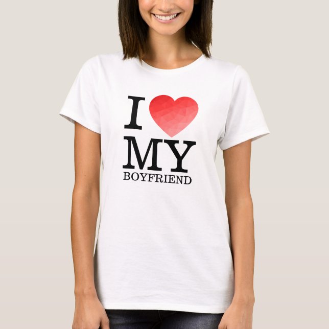 T-shirt J'aime mon petit ami coeur géométrique Saint Valen (Devant)