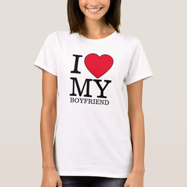 T-shirt J'aime mon petit ami coeur Valentine jour coutume (Devant)