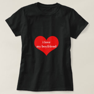 T-shirt J'Aime Mon Petit-Ami Mignonne Coeur Rouge Blanc No