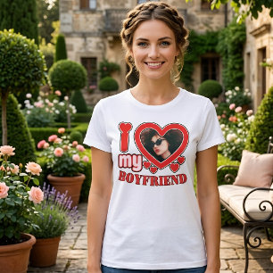 T-shirt J'aime mon petit ami Photo de cœur personnalisé